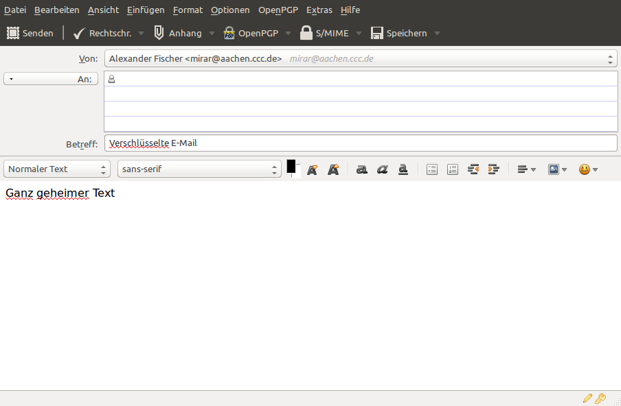 Compose crypted mail screenshot